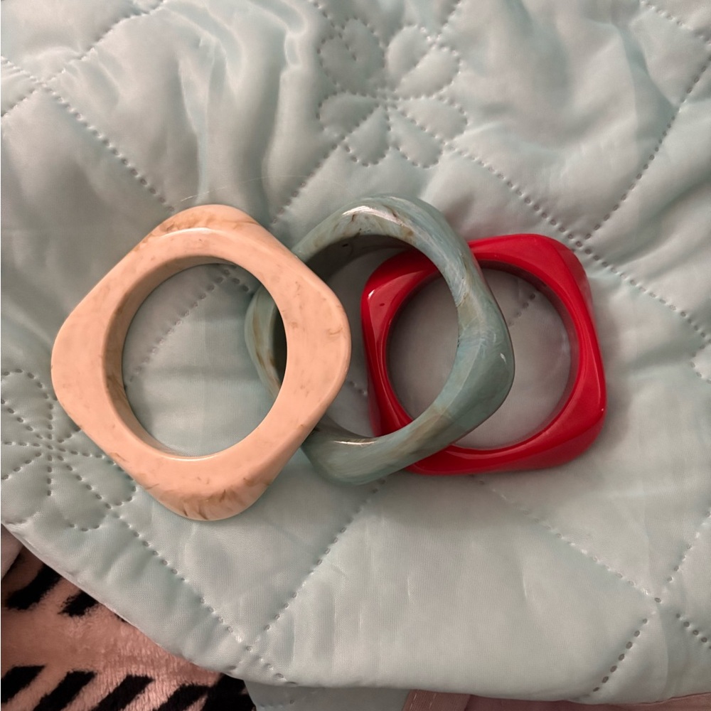 Set of Three Square Bangle Bracelets